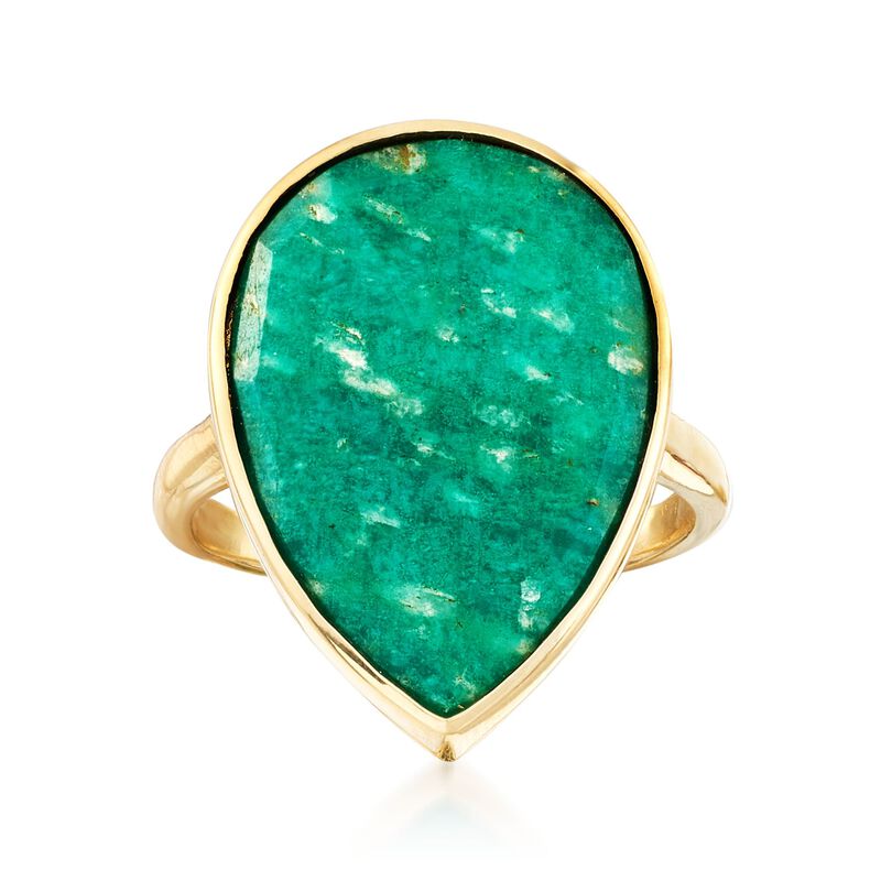 Amazonite Ring in 18kt Yellow Gold Over Sterling Silver image number 0