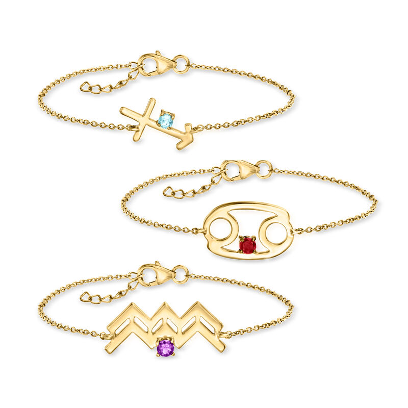 Zodiac Gemstone Bracelet in 18kt Gold Over Sterling image number 0