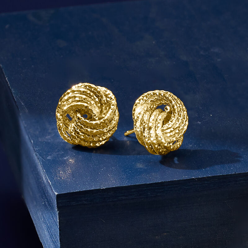Italian Love Knot Earrings in 18kt Yellow Gold image number 2