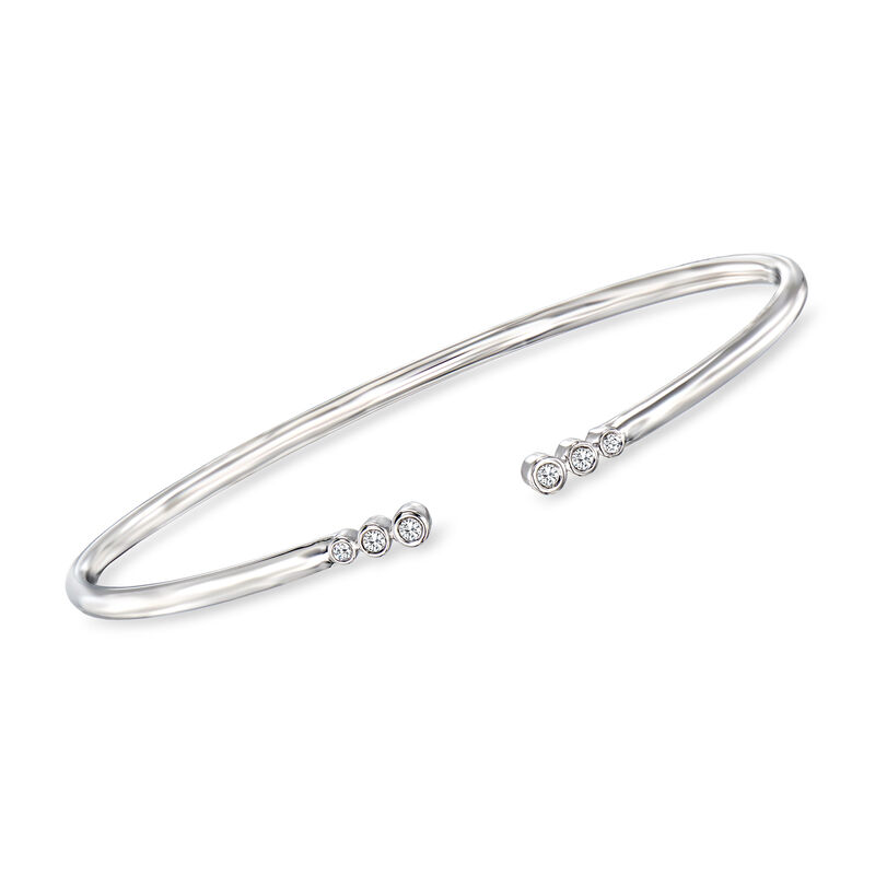 .10 ct. t.w. Bezel-Set Diamond Open-Space Cuff Bracelet in Sterling Silver image number 0