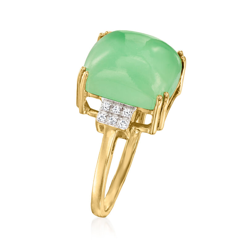 Jade Ring with Diamonds in 10kt Yellow Gold image number 2