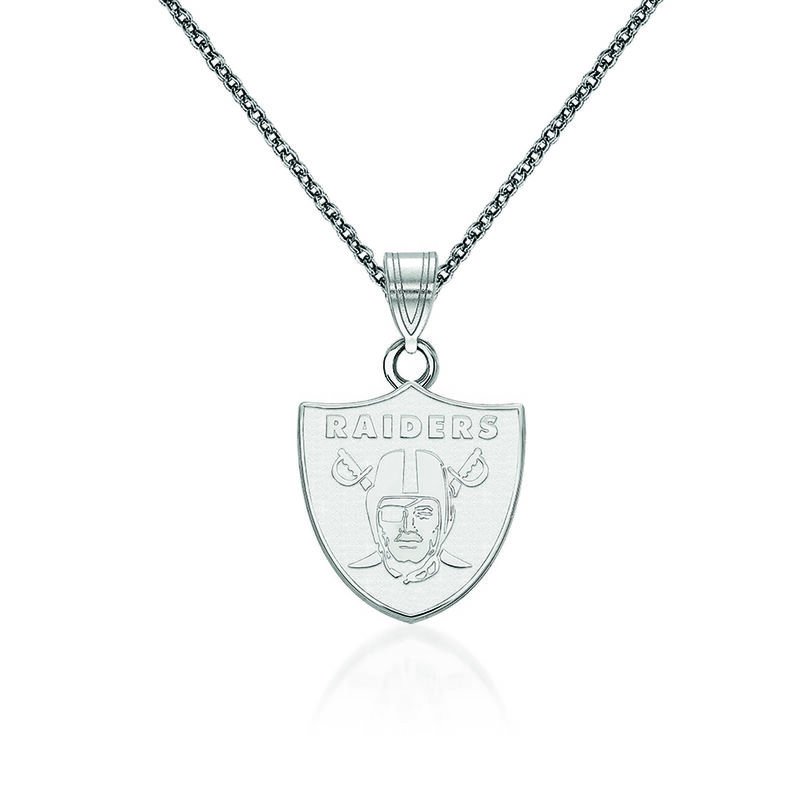14kt White Gold NFL Oakland Raiders Pendant Necklace. 18&quot; image number 0