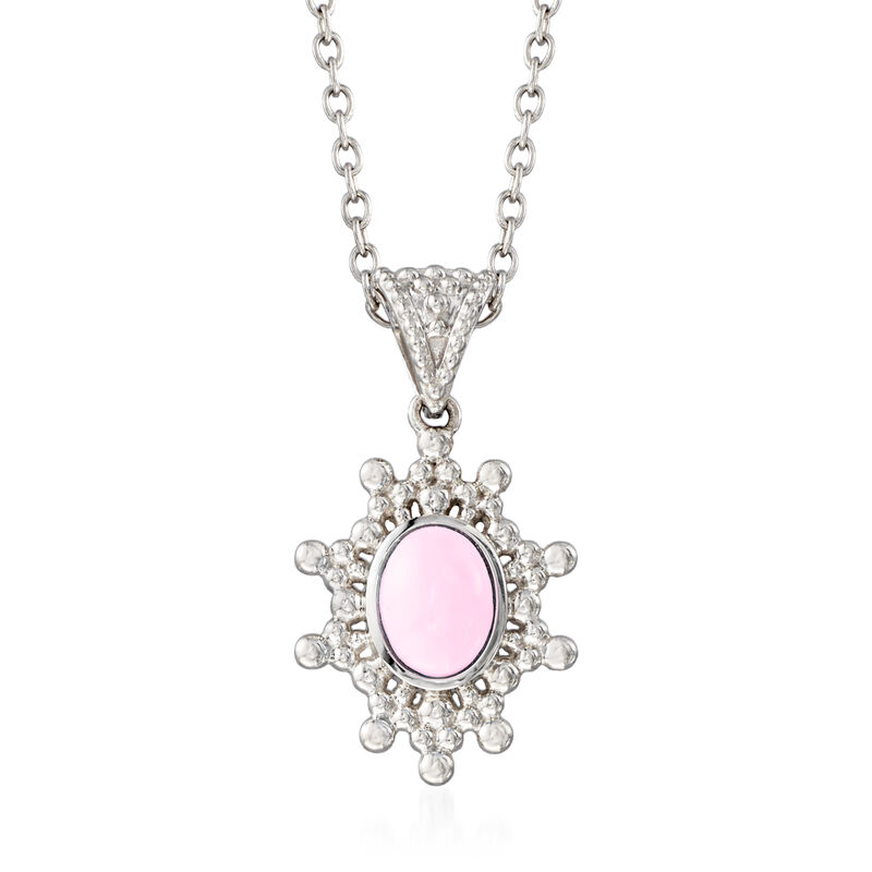 Pink Opal Sun Pendant Necklace in Sterling Silver image number 0