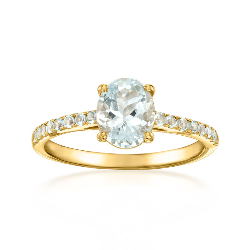 1.40 ct. t.w. Aquamarine Birthstone Ring in 18kt Gold Over Sterling image number 0