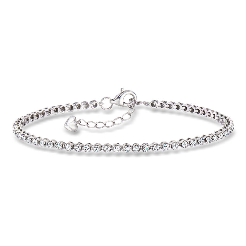 C. 2000 Vintage 1.20 ct. t.w. Diamond Tennis Bracelet in 14kt White Gold. 6" image number 0
