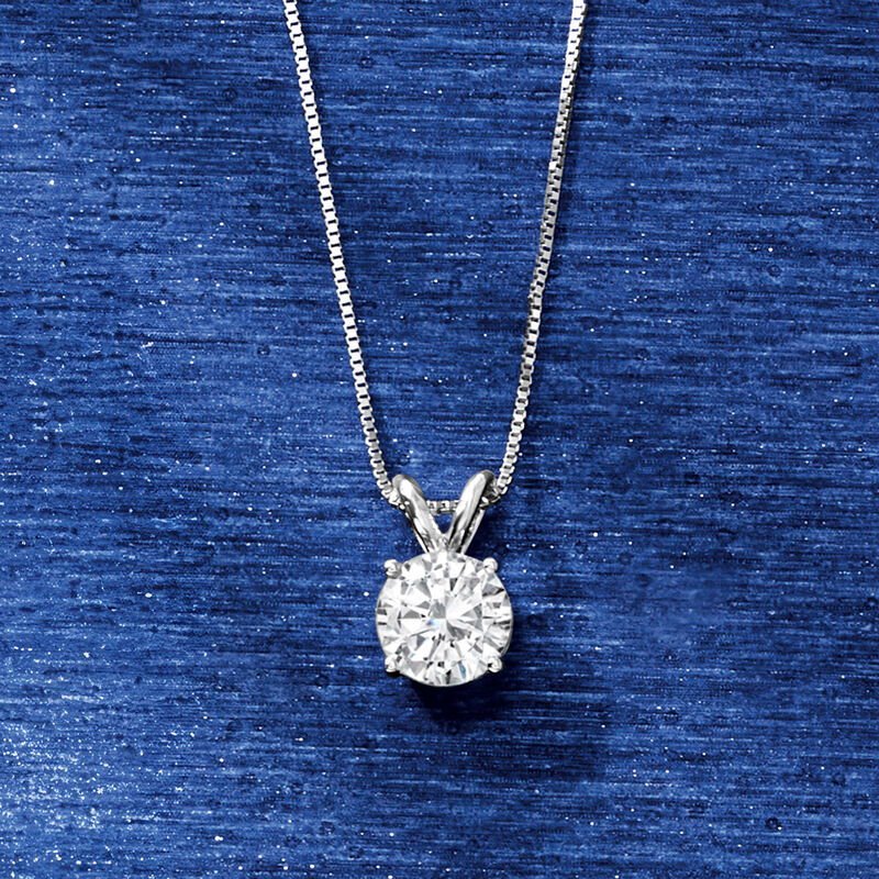 1.20 Carat Diamond Solitaire Necklace in 14kt White Gold image number 3