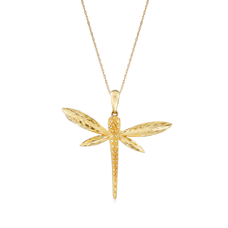 14kt Yellow Gold Dragonfly Pendant Necklace image number 0