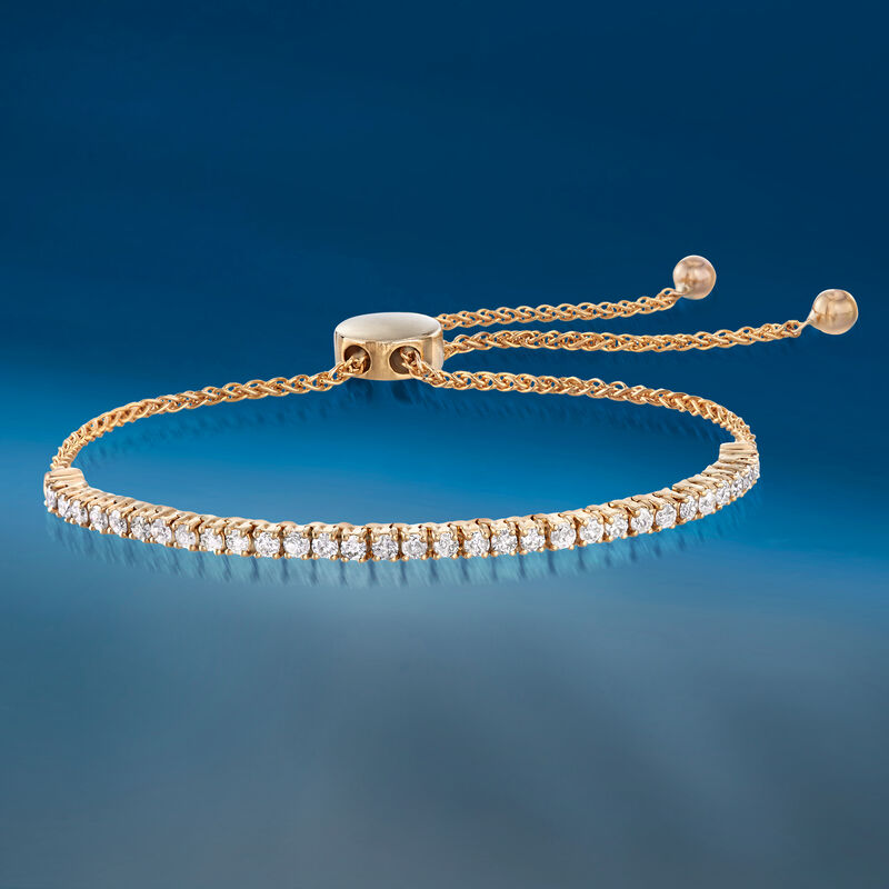 1.00 ct. t.w. Diamond Bolo Bracelet in 14kt Yellow Gold image number 4