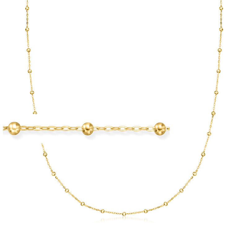 Italian 1.8mm 10kt Yellow Gold Bead Station Necklace image number 0
