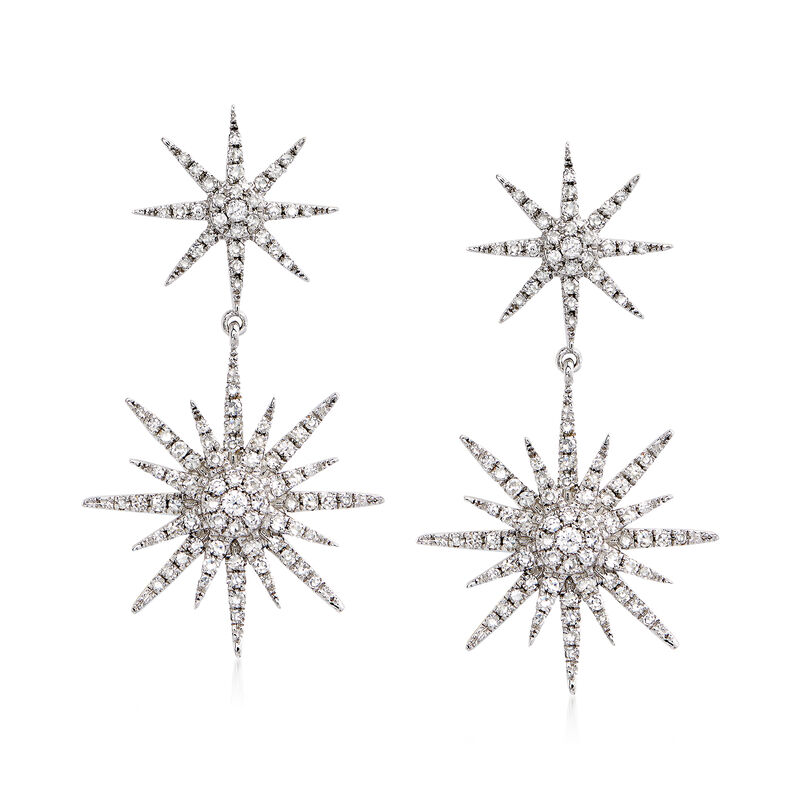 1.00 ct. t.w. Diamond Starburst Drop Earrings in 14kt White Gold image number 0