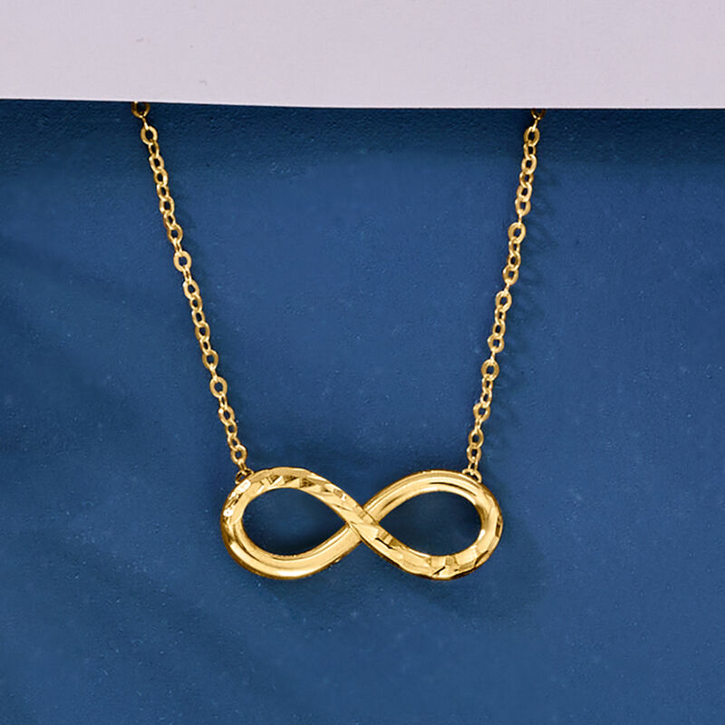 Italian 10kt Yellow Gold Diamond-Cut Infinity Necklace image number 2