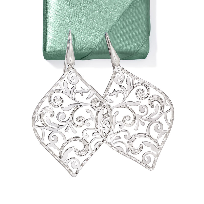 Italian Sterling Silver Filigree Drop Earrings image number 3