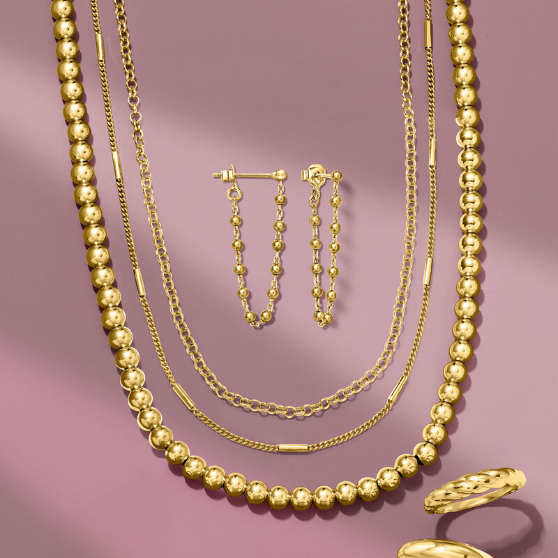 Italian 5mm 18kt Gold Over Sterling Bead Necklace image number 4