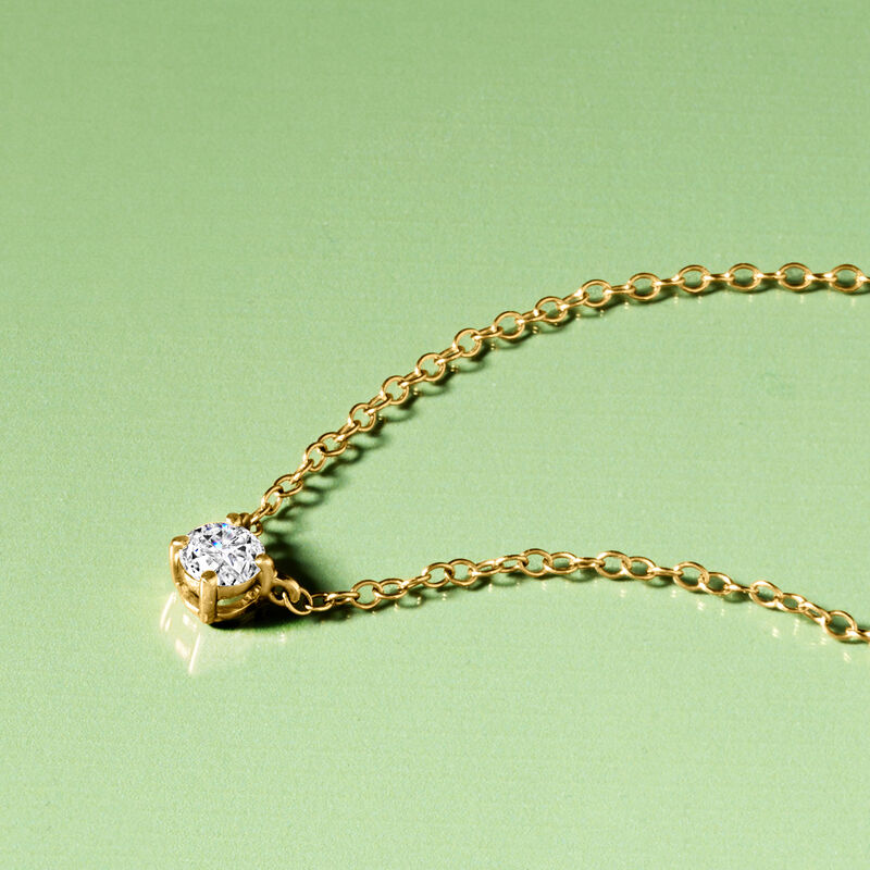 .20 Carat Lab-Grown Diamond Solitaire Necklace in 14kt Yellow Gold. 16&quot; image number 3