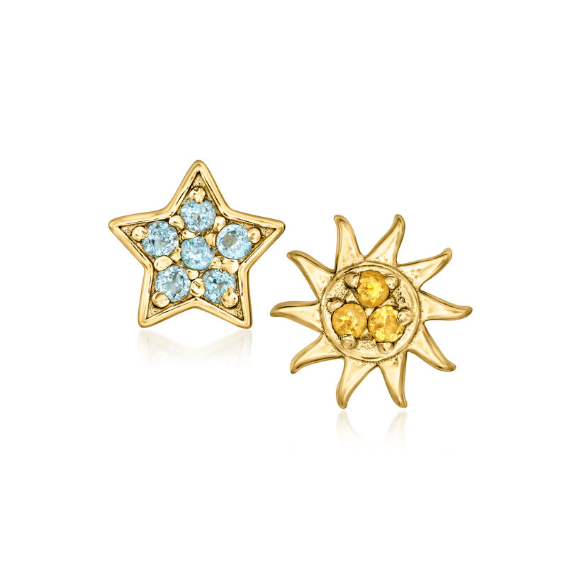 .43 ct. t.w. Multi-Gemstone Celestial Jewelry Set: Five Single Earrings in 18kt Gold Over Sterling  image number 8