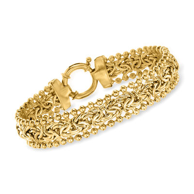 18kt Gold Over Sterling Byzantine Beaded-Edge Bracelet