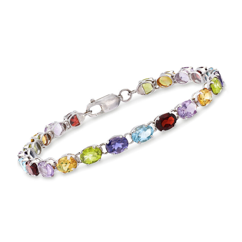 16.00 ct. t.w. Multi-Gemstone Link Bracelet in Sterling Silver image number 0