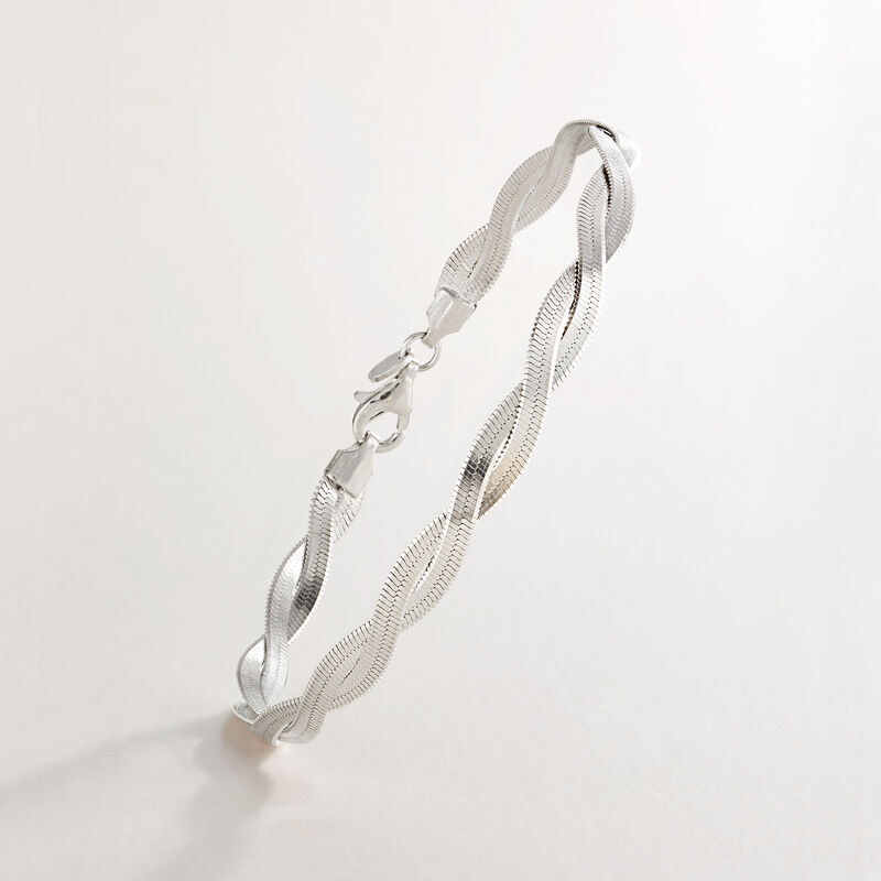 Italian Sterling Silver Twisted Herringbone Bracelet image number 2