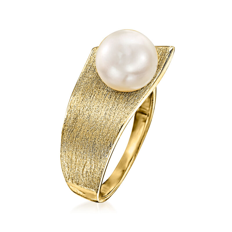 8-8.5mm Cultured Pearl Ring in 18kt Gold Over Sterling image number 2