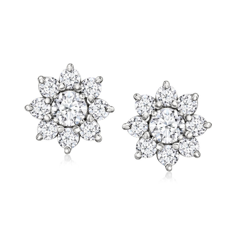 1.80 ct. t.w. Lab-Grown Diamond Flower Earrings in 14kt White Gold  image number 0