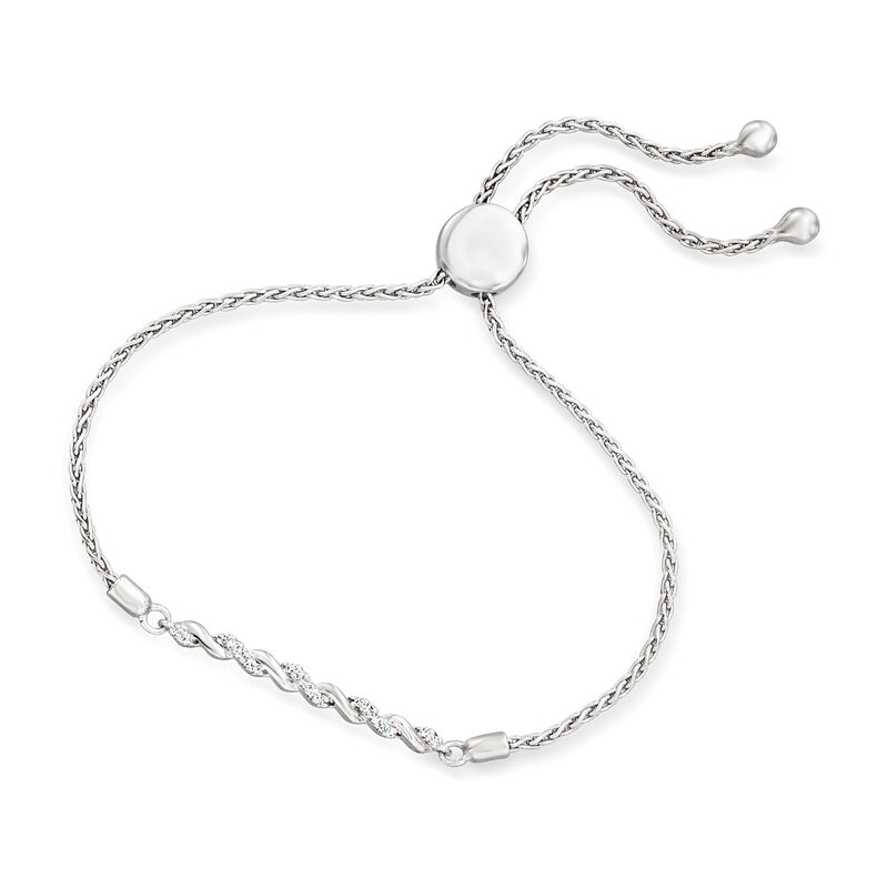 .10 ct. t.w. Diamond Twisted Bolo Bracelet in Sterling Silver  image number 1