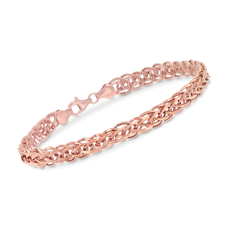 14kt Rose Gold Wheat-Link Bracelet image number 0