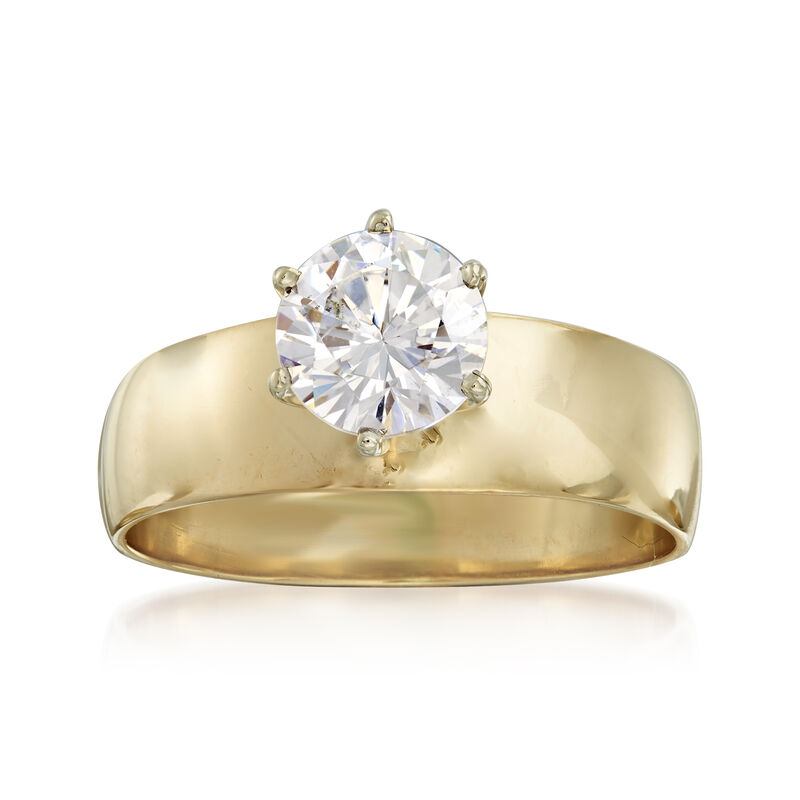 C. 1980 Vintage 1.00 Carat CZ Ring in 10kt Yellow Gold image number 0