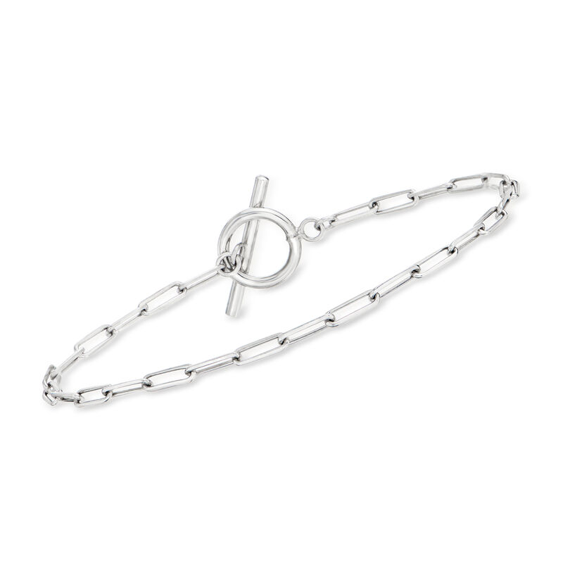 Sterling Silver 2.5mm Paper Clip Link Toggle Bracelet image number 0