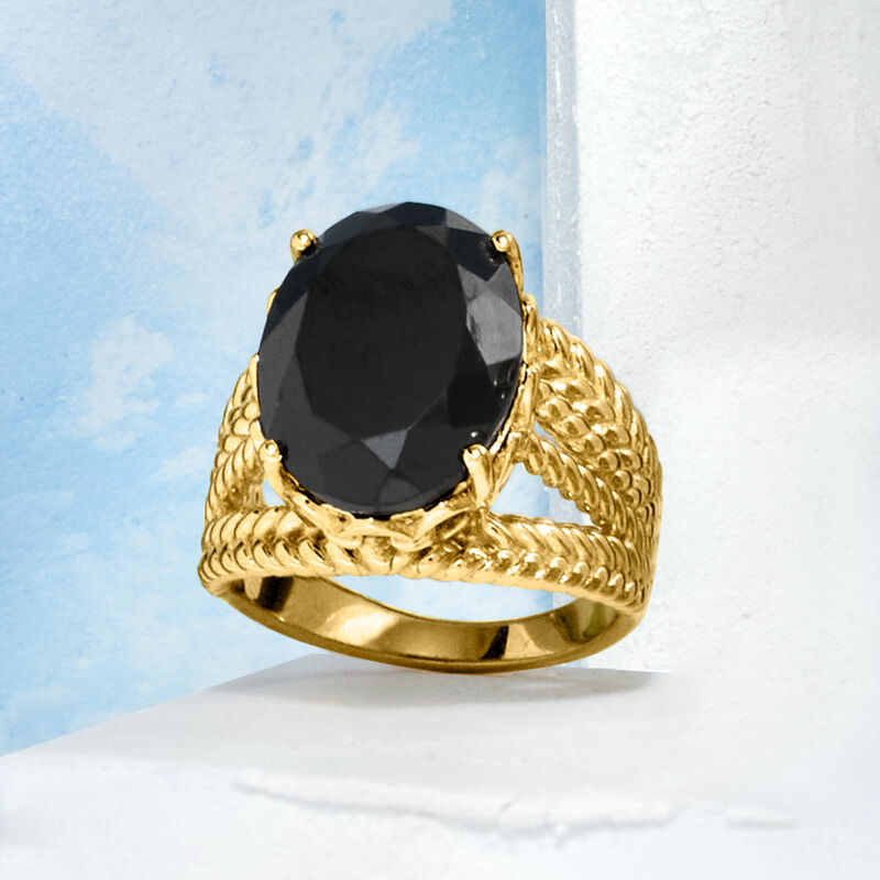 Onyx Roped Ring in 18kt Gold Over Sterling image number 3