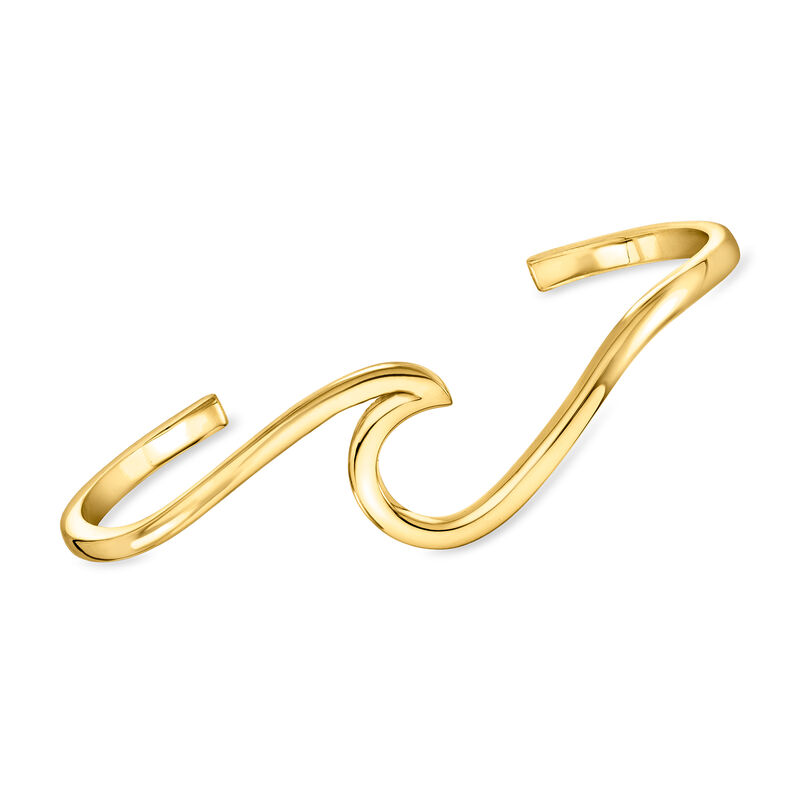 18kt Gold Vermeil Wave Cuff Bracelet. 8&quot; image number 0
