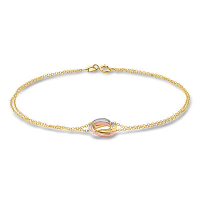 Italian 14kt Tri-Colored Gold Rolling Circle Bracelet