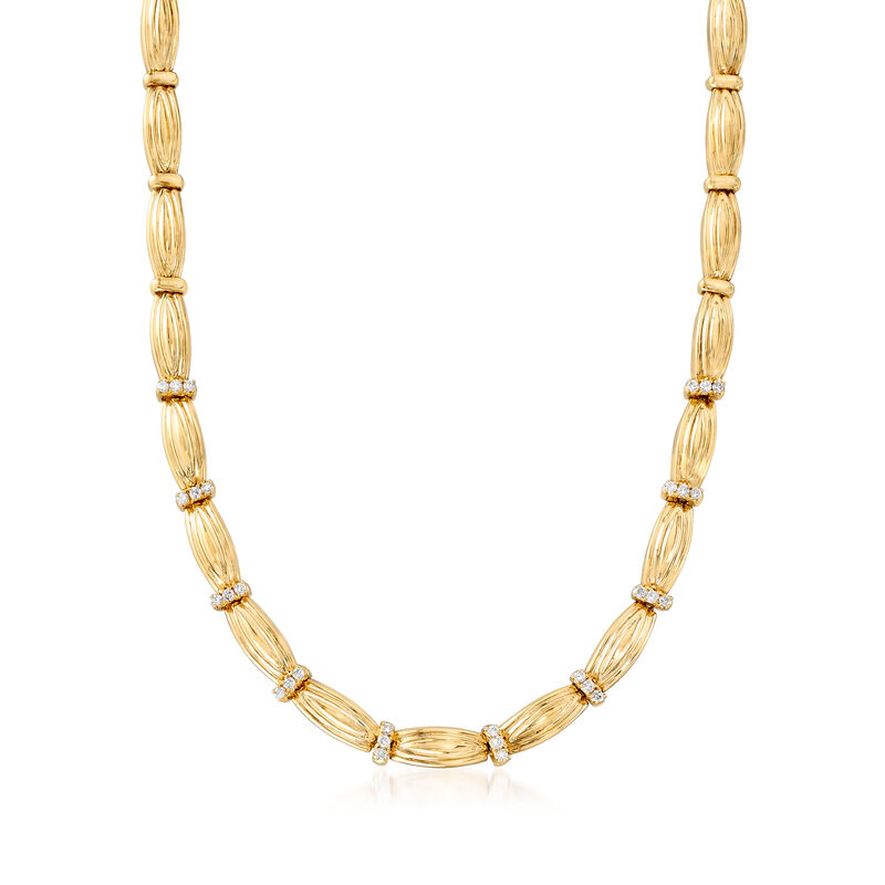 C. 1980 Vintage 1.20 ct. t.w. Diamond Section Necklace in 14kt Yellow Gold. 15&quot; image number 0