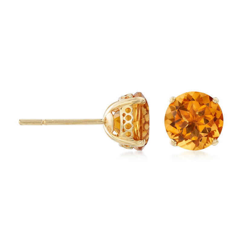 3.30 ct. t.w. Citrine Stud Earrings in 14kt Yellow Gold image number 2