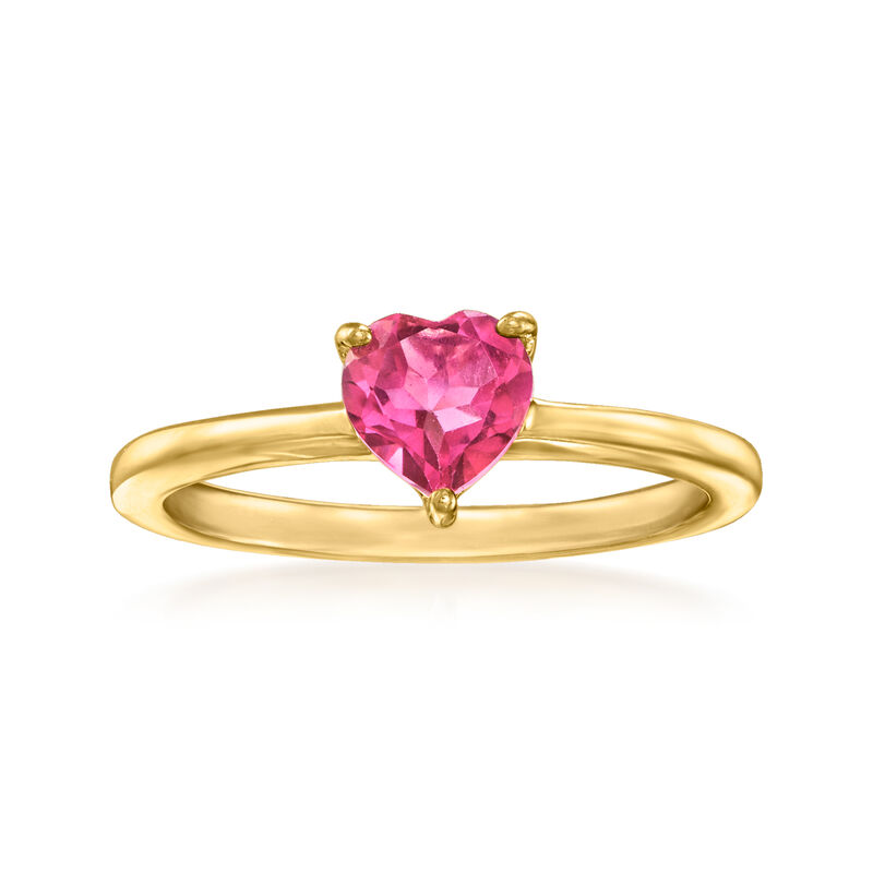 4.00 ct. t.w. Pink Topaz Heart Jewelry Set: Pendant Necklace, Stud Earrings and Ring in 18kt Gold Over Sterling image number 6