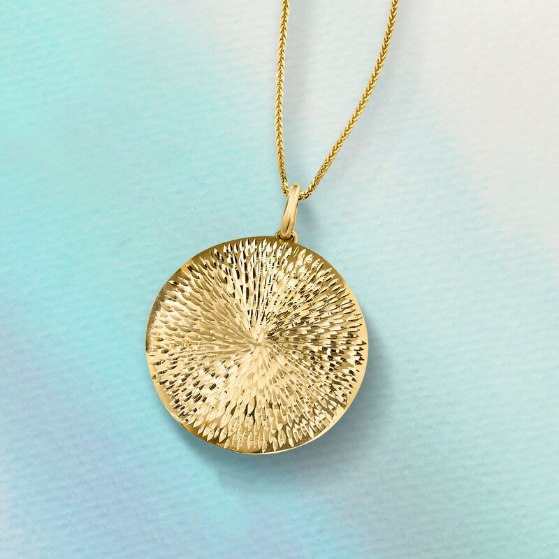 Italian 14kt Yellow Gold Sunburst Medallion Pendant image number 4