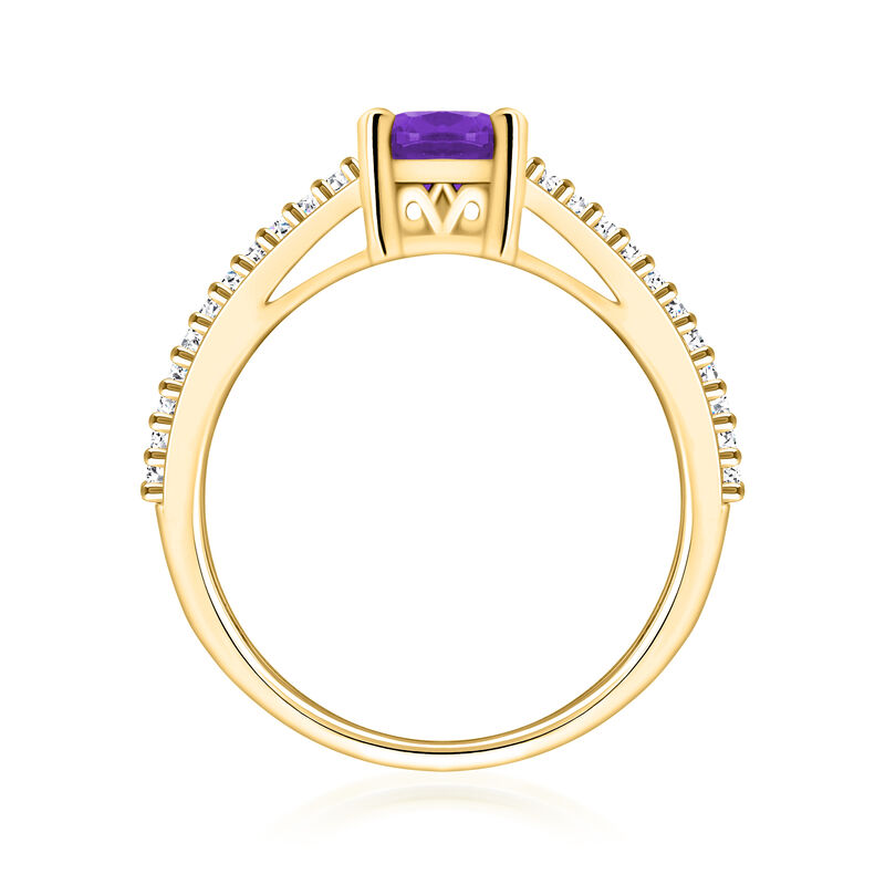 1.20 Carat Amethyst Ring with .29 ct. t.w. Diamonds in 14kt Yellow Gold image number 2