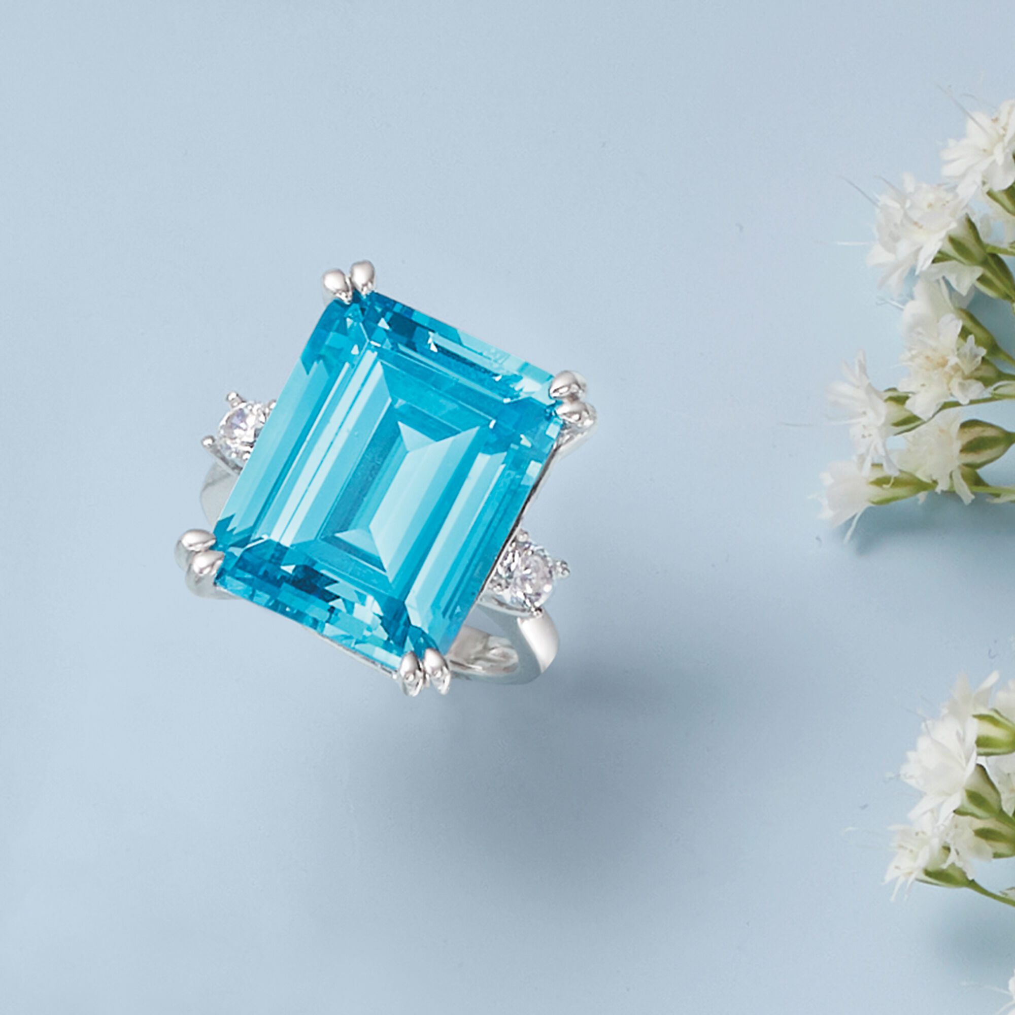 ☆TATIANA☆ Silver 925 Blue Sapphire Emerald Bezel RingCR048 Pure Silver 925 Emerald Cut Golden Blue Sapphire Bezel Ring