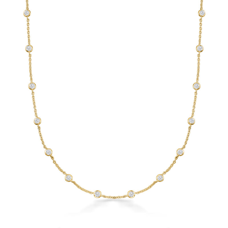 4.50 ct. t.w. CZ Station Necklace in 18kt Gold Over Sterling image number 0