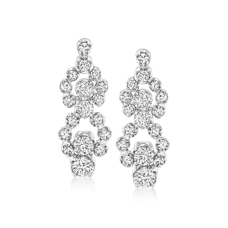 C. 2000 Vintage 2.00 ct. t.w. Diamond Drop Earrings in 14kt White Gold  image number 0
