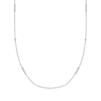 C. 2000 Vintage .58 ct. t.w. Diamond Station Necklace in 18kt White Gold