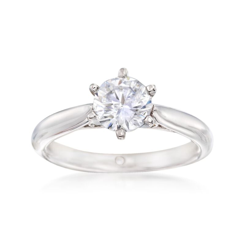 Gabriel Designs 14kt White Gold Six-Prong Solitaire Engagement Ring Setting with Diamond Accents image number 0
