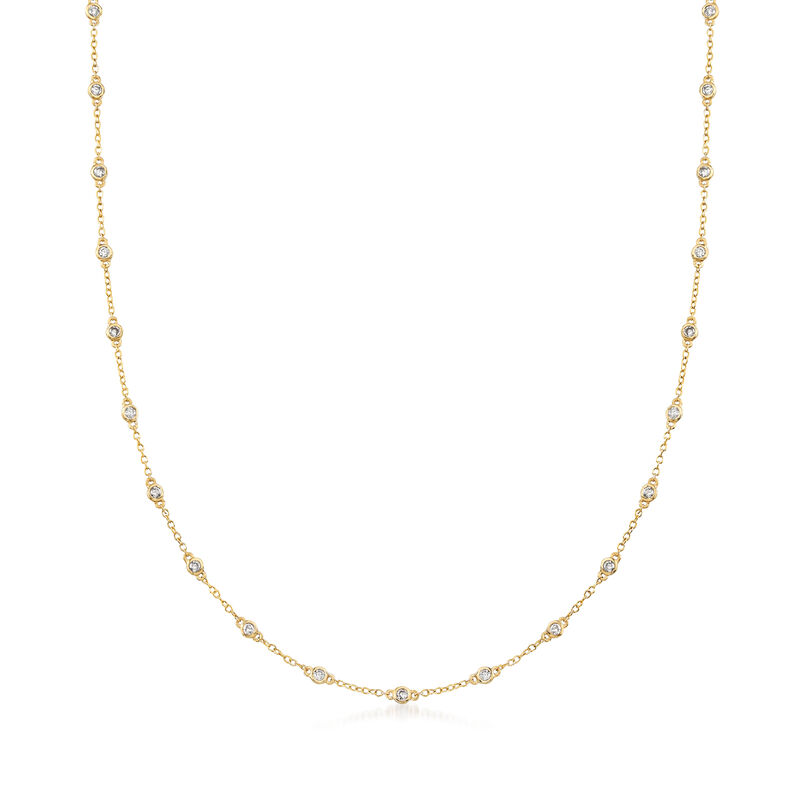 1.00 ct. t.w. Bezel-Set Diamond Station Necklace in 14kt Yellow Gold image number 0