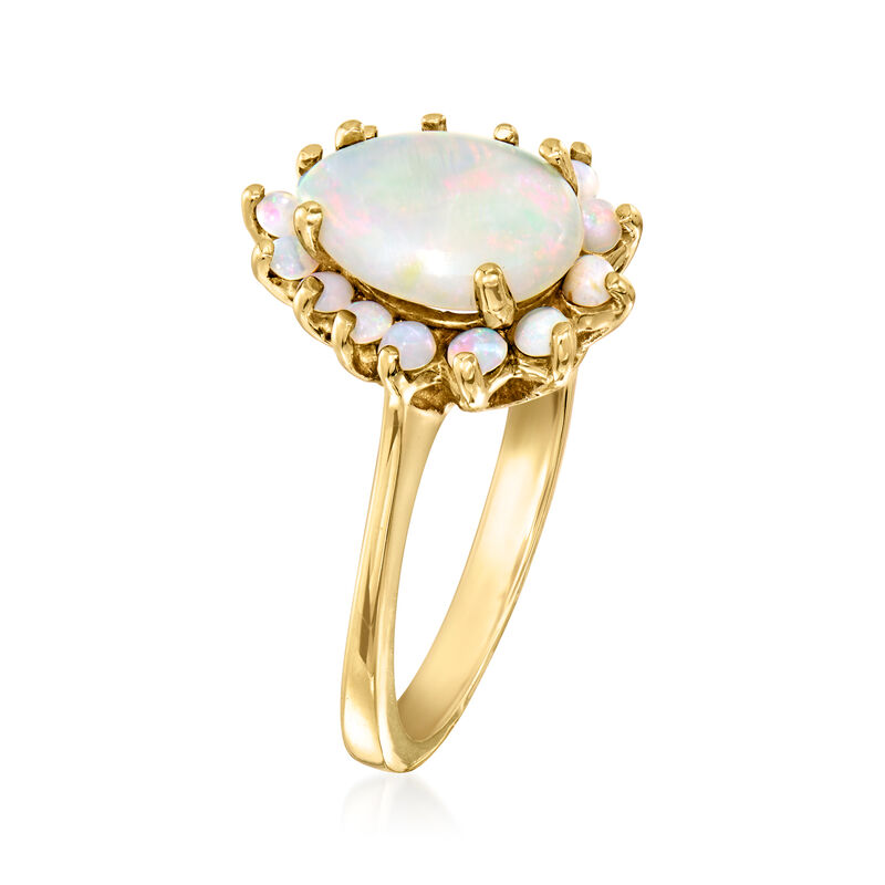 C. 1980 Vintage Opal Cluster Ring in 10kt Yellow Gold. Size 6 image number 2