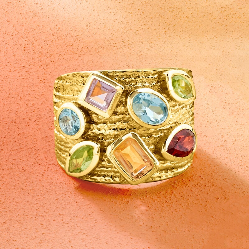 2.40 ct. t.w. Multi-Gemstone Ring in 18kt Gold Over Sterling. Size 6 image number 4