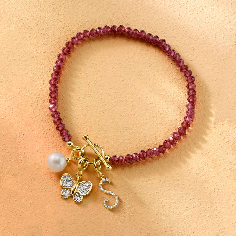 20.00 ct. t.w. Garnet Bead Charm-Compatible Toggle Bracelet in 18kt Gold Over Sterling image number 4