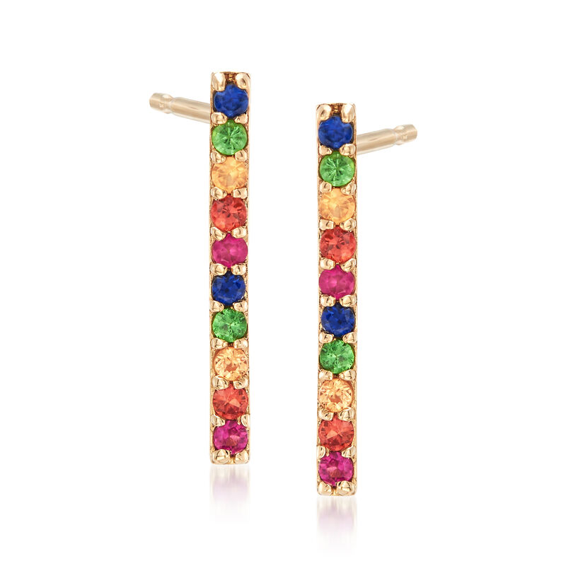 .20 ct. t.w. Multicolored Multi-Stone Earrings in 14kt Yellow Gold image number 0