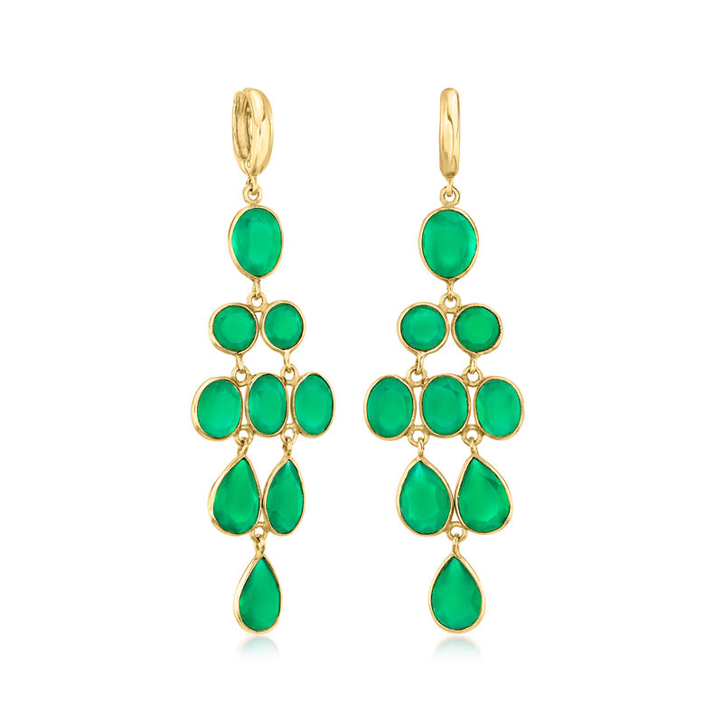 Green Chalcedony Chandelier Earrings in 18kt Gold Over Sterling image number 2