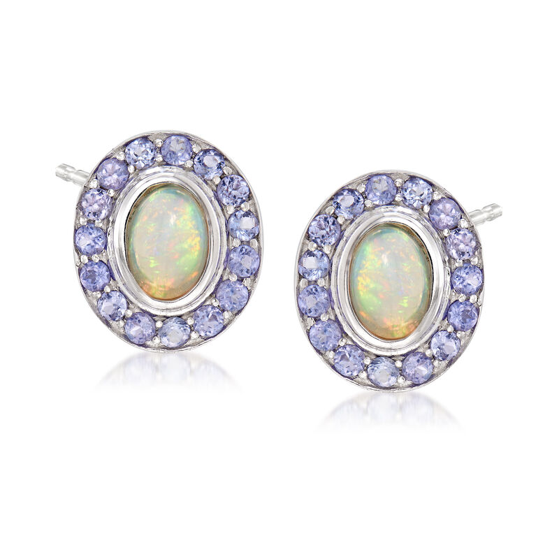 Opal and .90 ct. t.w. Tanzanite Earrings in Sterling Silver image number 0