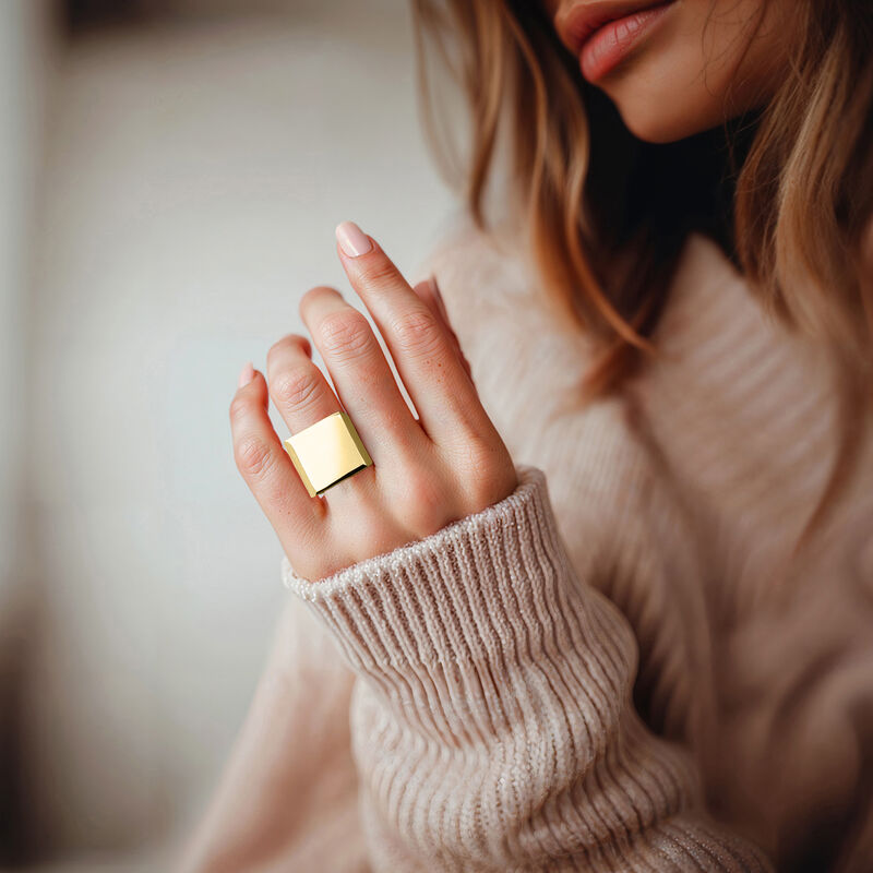 Italian 14kt Yellow Gold Personalized Square-Top Ring image number 1