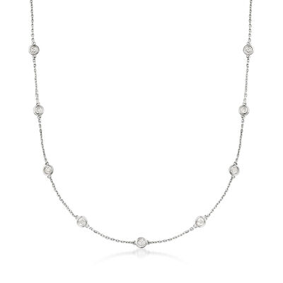 2.00 ct. t.w. Bezel-Set Diamond Station Necklace in Sterling Silver